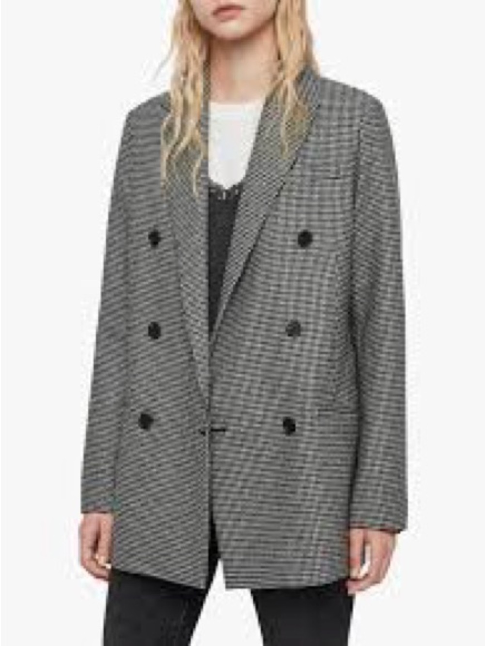 NWT All Saints Checked Double-Breasted Blazer Jacket Size 8